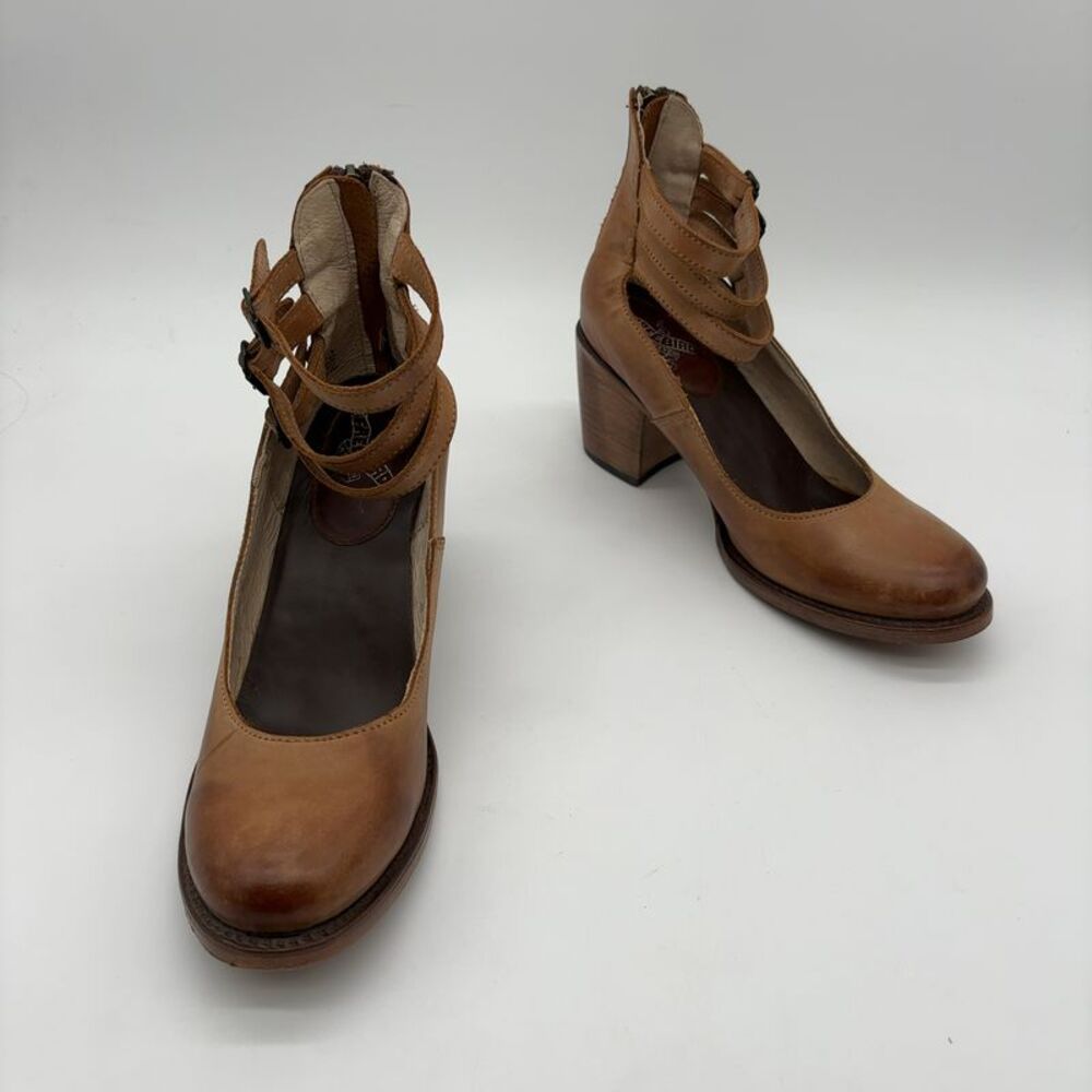 freebird Randi Ankle Strap Heels Size 9 Tan Leather Boho Western